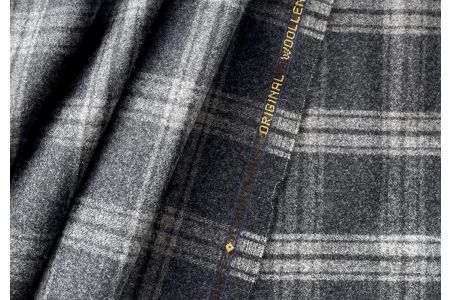 Vitale Barberis Canonico Pearl & Charcoal Plaid Wool Flannel (Made in Italy)