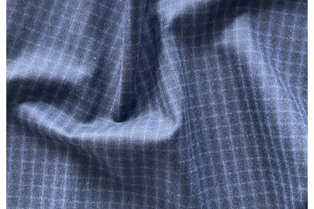 Lighter-Weight Navy Check Wool Flannel (Made in Italy)