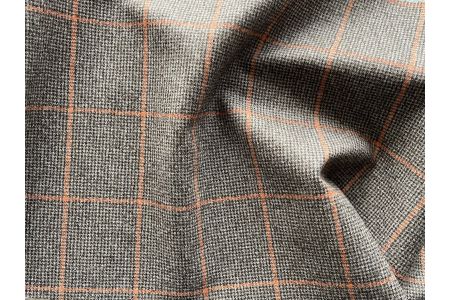 Walnut Brown & Apricot Mist Plaid Wool Flannel (Made in Italy)