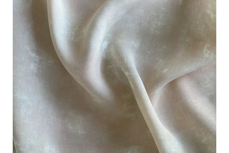 Apricot Mist & White Mock Distressed  Viscose Crepe (Made in Italy)