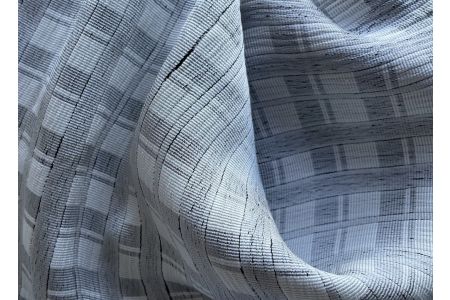 Subtly Checked Pearl Gray & Ivory Stretch Viscose (Made in Italy)